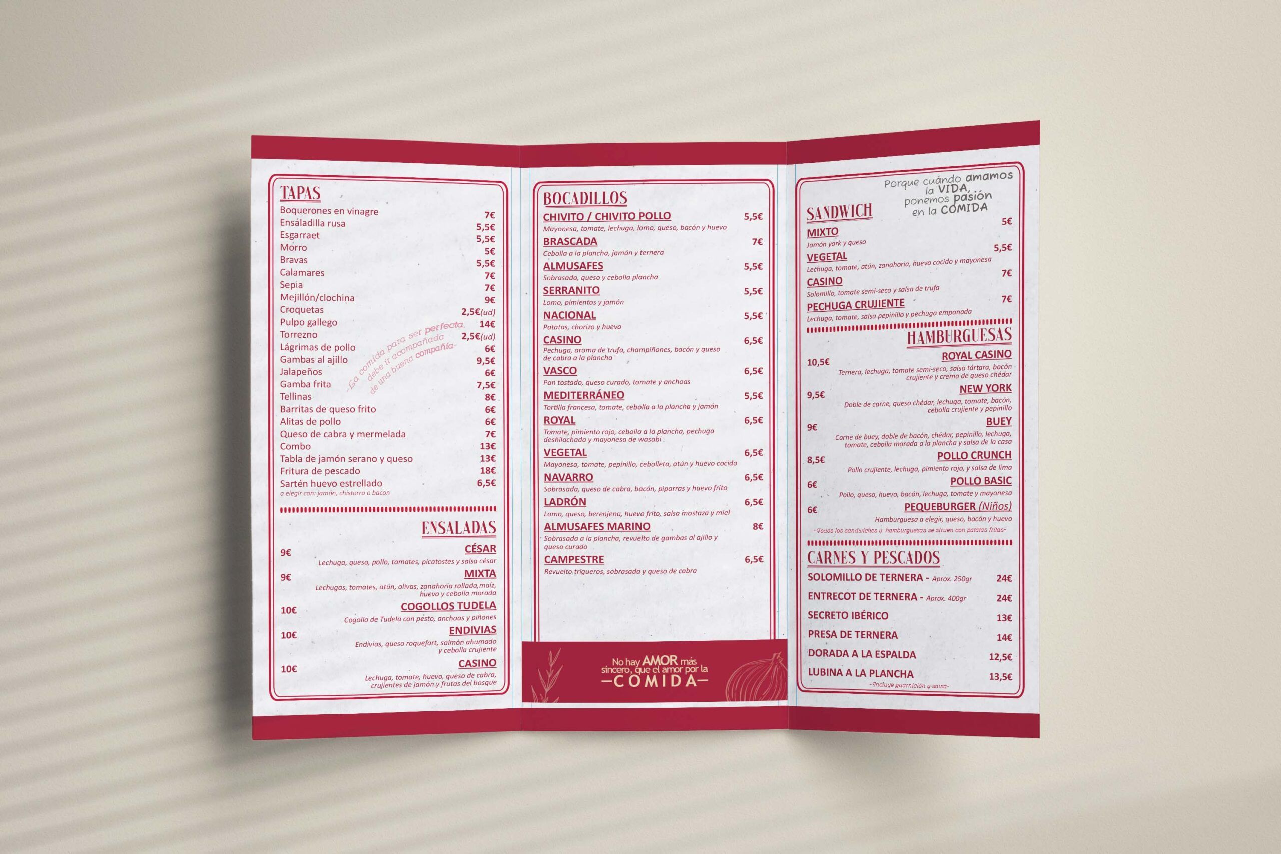 Casino Menu Card Mockup